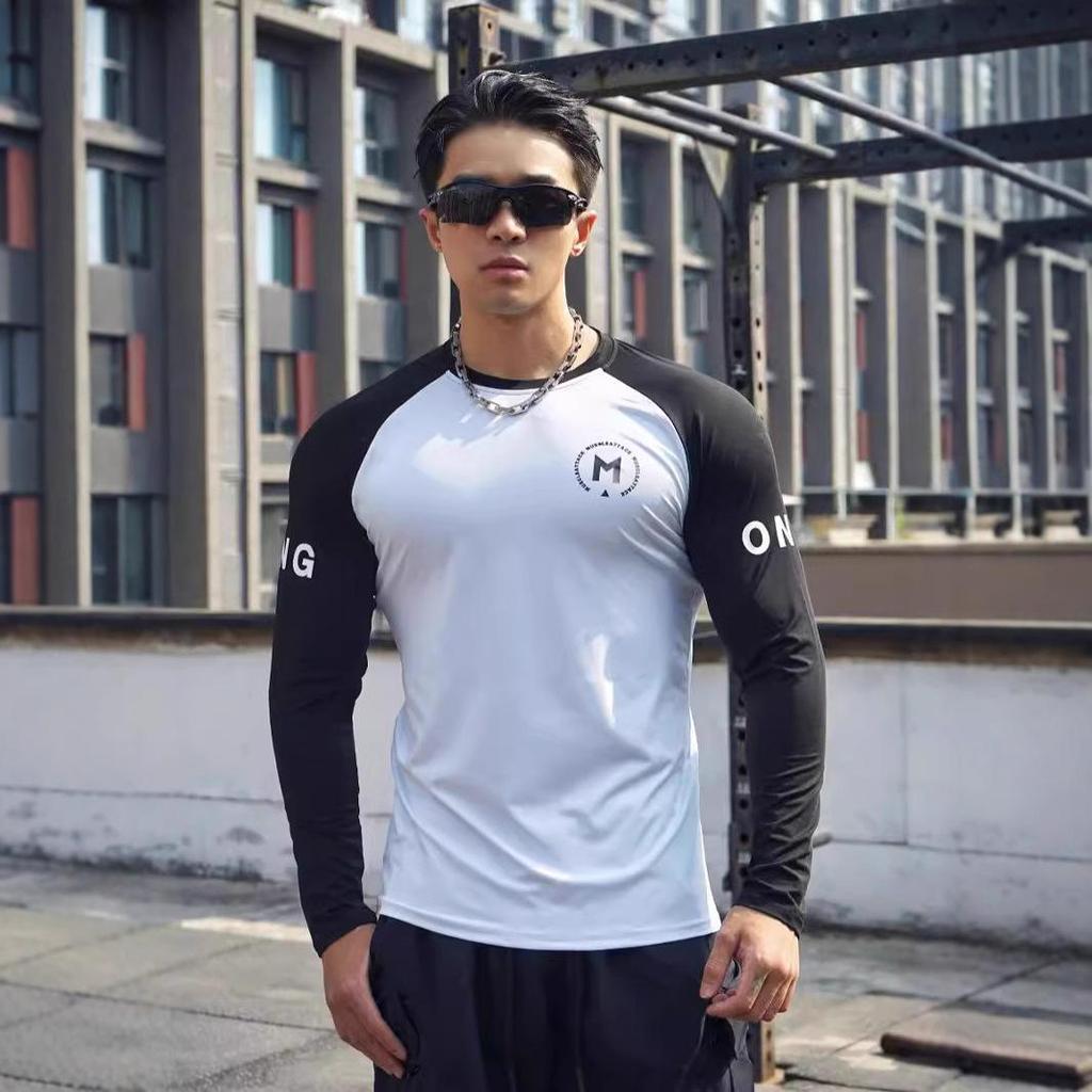 Men's Autumn Training T-Shirt: Short Sleeve, Colorblock, Elastic Sportswear for Basketball & Running