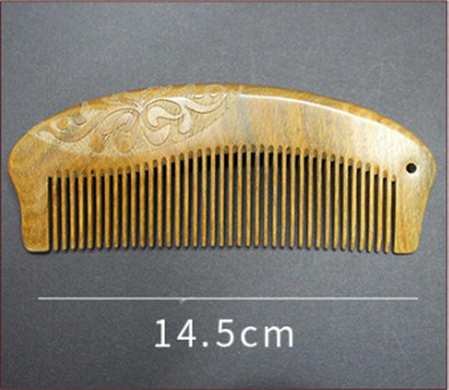 Large Carved Green Sandalwood Wooden Comb - Portable Wooden Gift Comb for Home
