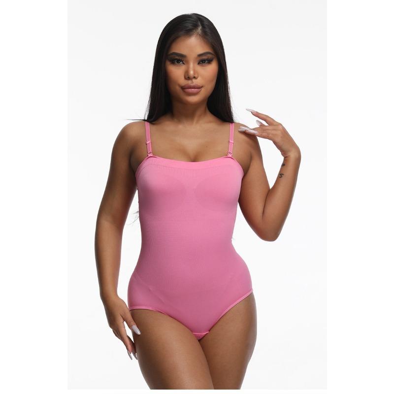 Solid Color Seamless Strappy One Piece Tummy Control Body Shaper For Women