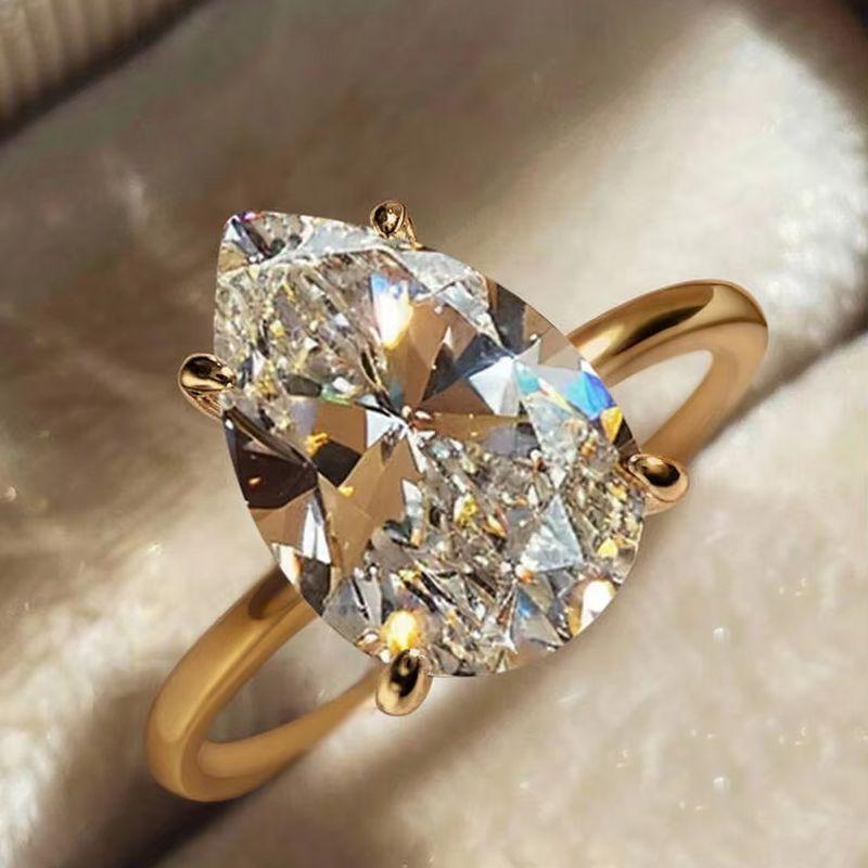 925 Zilver 1-8CT Zircon Prachtige Glanzende Ovalen Steen Ring Voor Vrouwen Verloving Bruiloft Luxe Hoge Kwaliteit Fijne Sieraden