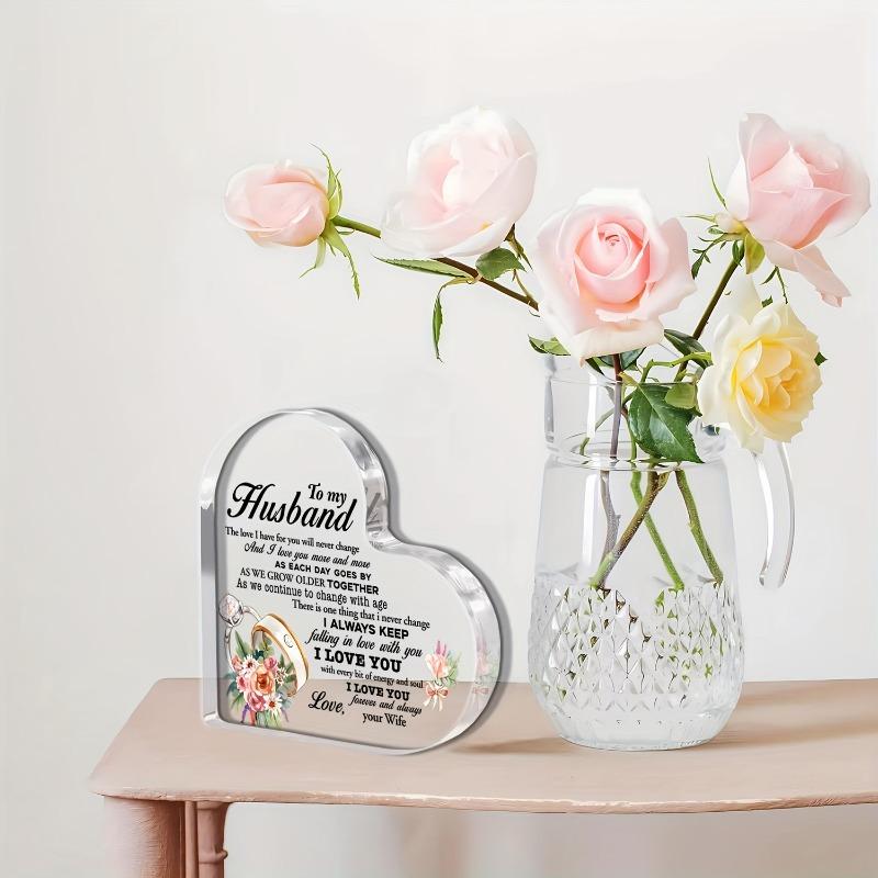 2D Flat Heart-Shaped Love Letter Acrylic Desktop Decoration, Anniversary Token Gift, Suitable for Wall Decoration, Porch, Room, Villa, Accents Home, H