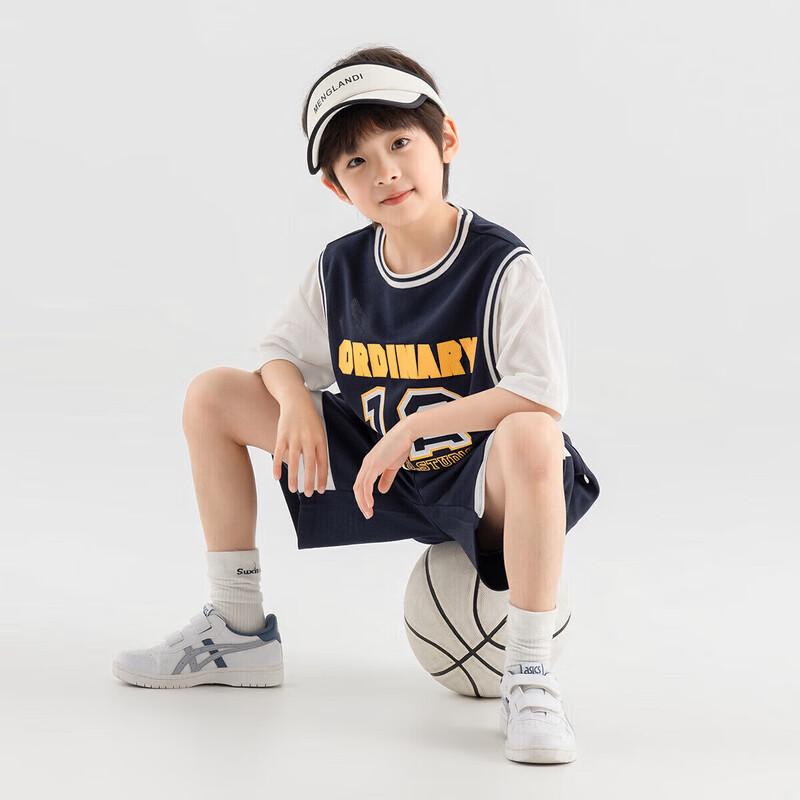 Duoduojia Boys' Summer Mesh Faux Two-Piece Basketball Set