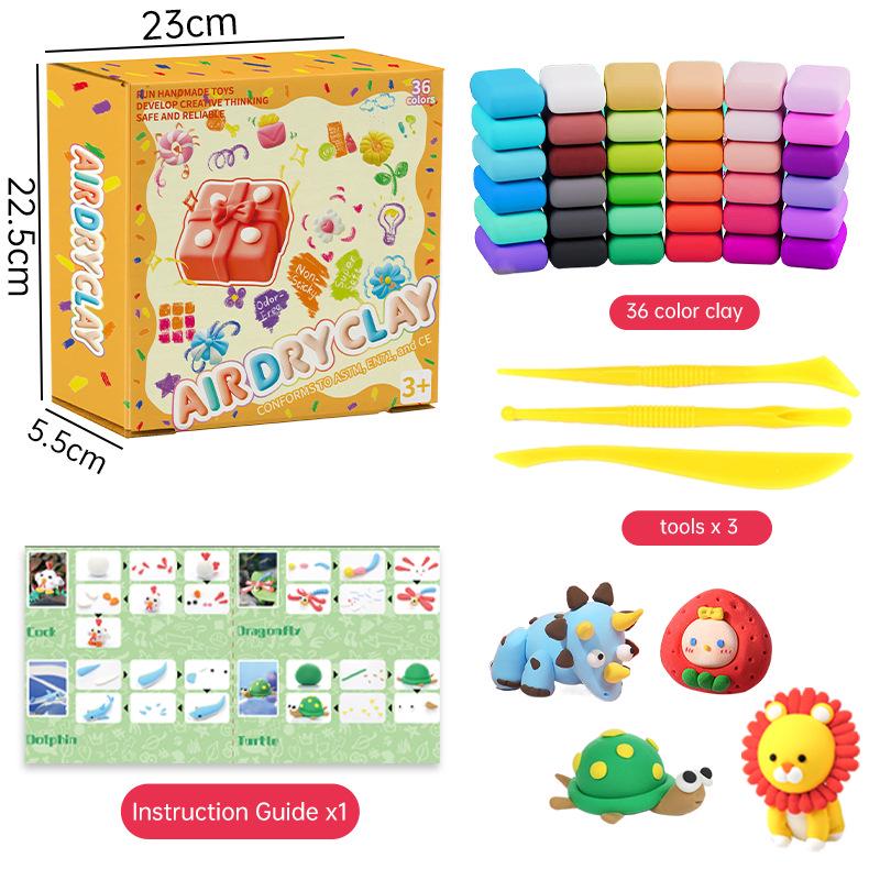 AMZ Ultra-light 36-Color Children s Air Dry Clay Set - DIY Handcrafted Play-Doh Toy 36 Colors Ultra-light Clay Set (English Version)