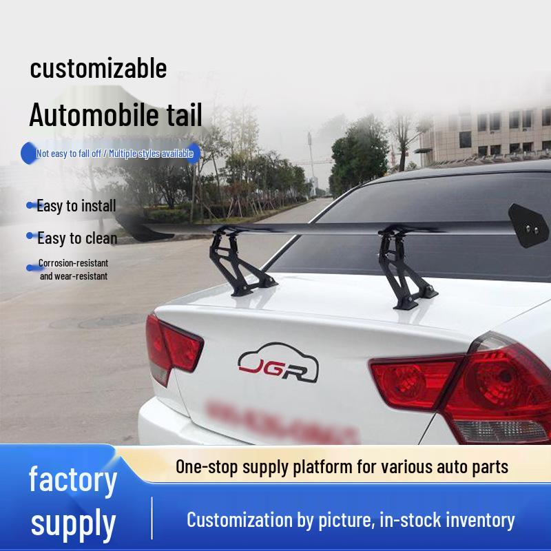 Universal No-Drill Black Aluminum Rear Spoiler for Sedans