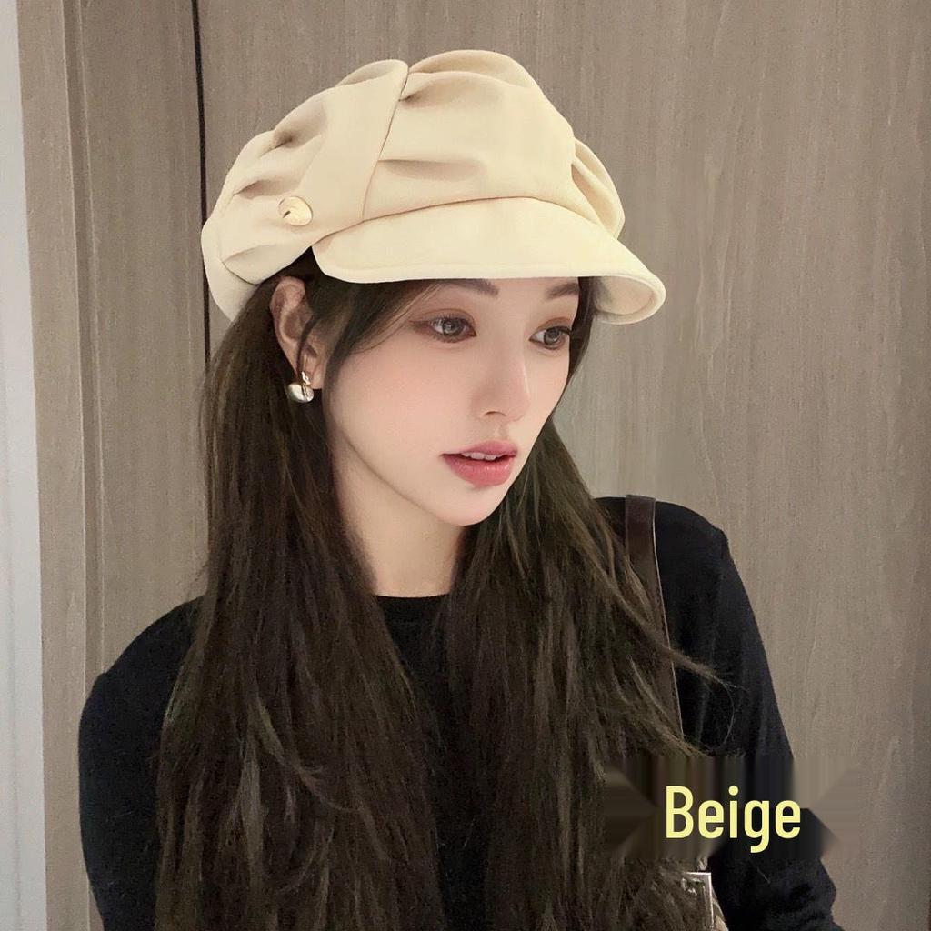 Women's Summer Korean Style Cloud Beret: Versatile, Face-Slimming Painter Hat with Large Head Circumference - Internet Celebrity Trend.