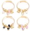 New Trendy 4 Colors Heart Shape Painted Pendant Closure Beaded Bracelet Golden Stainless Steel Women Bracelet Charm Jewelry
