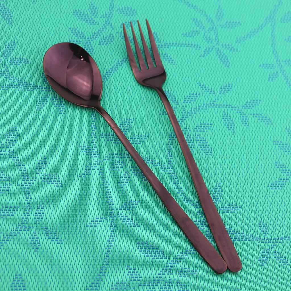 2pieces Colorful Gold Dinnerware 18/8 Stainless Steel Serving Spoon Fork Spork Set Salad Serving Spoons Kitchen Utensils