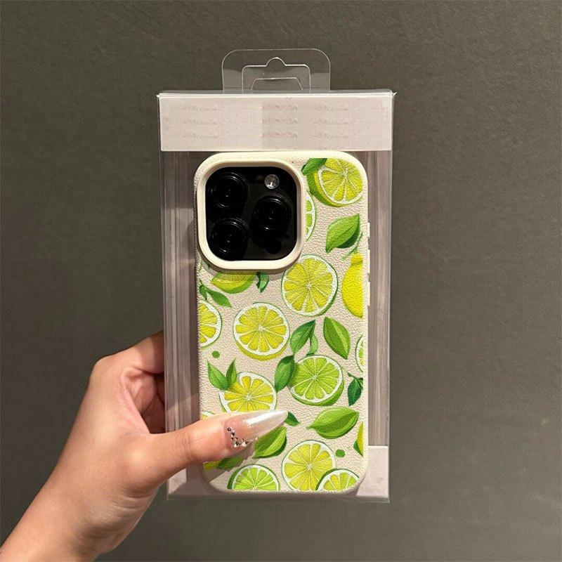 A Lemon Slice Print Lychee Texture Phone Case, Suitable for iPhone 17, 16, 15, Plus, Pro, Max Series Phones - Can Be Used as a Gift