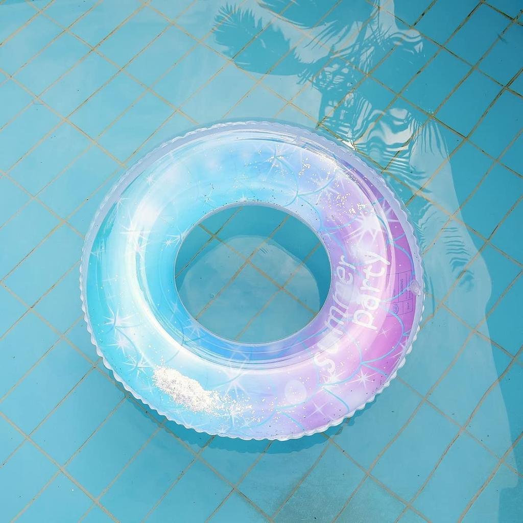 Swimming Ring, Sparkly, with Handle, O-Shaped, for Adults and Children, Perfect for Water Play (70#)