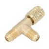 Adaptor de cuplare rapidă în T cu miez de supapă, alamă, 1/4 inch SAE, structură robustă pentru R22 R12 R134