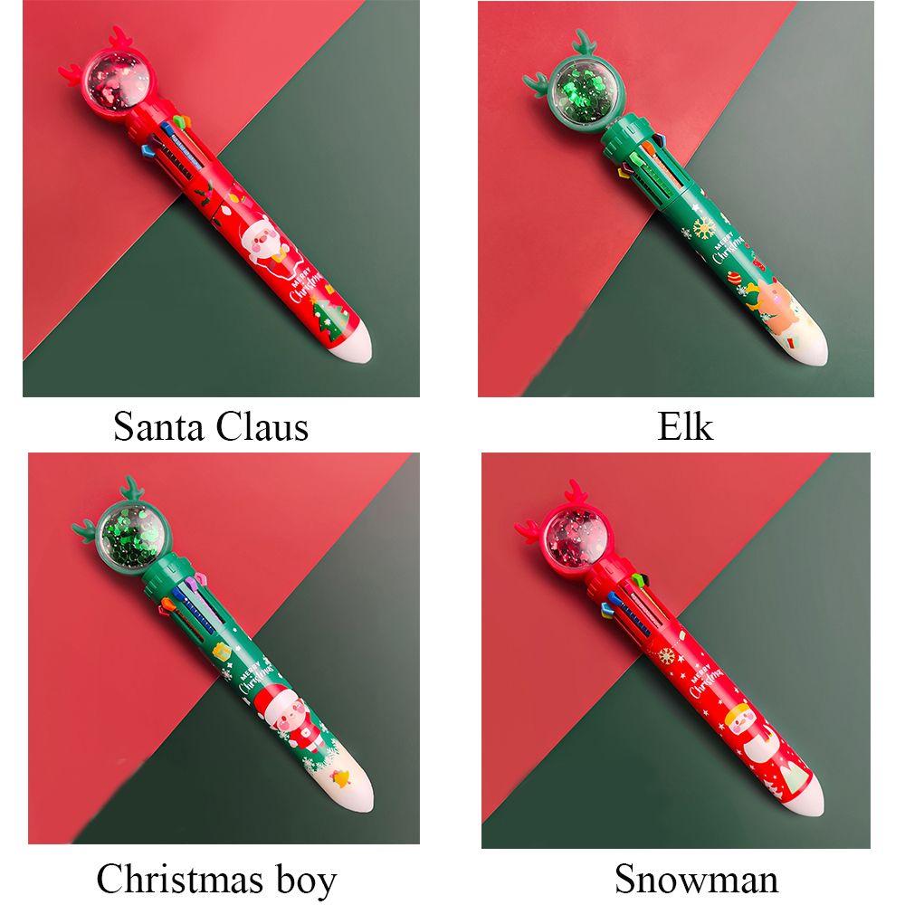 Elementary School Elk Merry Christmas Ten Color Pen Christmas Ballpoint Pen Stationery Santa Claus