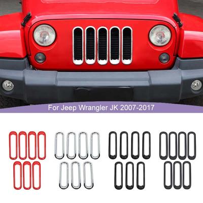 ABS automašīnas priekšējā režģa apdares gredzena vāka uzlīmes Jeep Wrangler JK 2007-2017 automašīnu ārējiem piederumiem