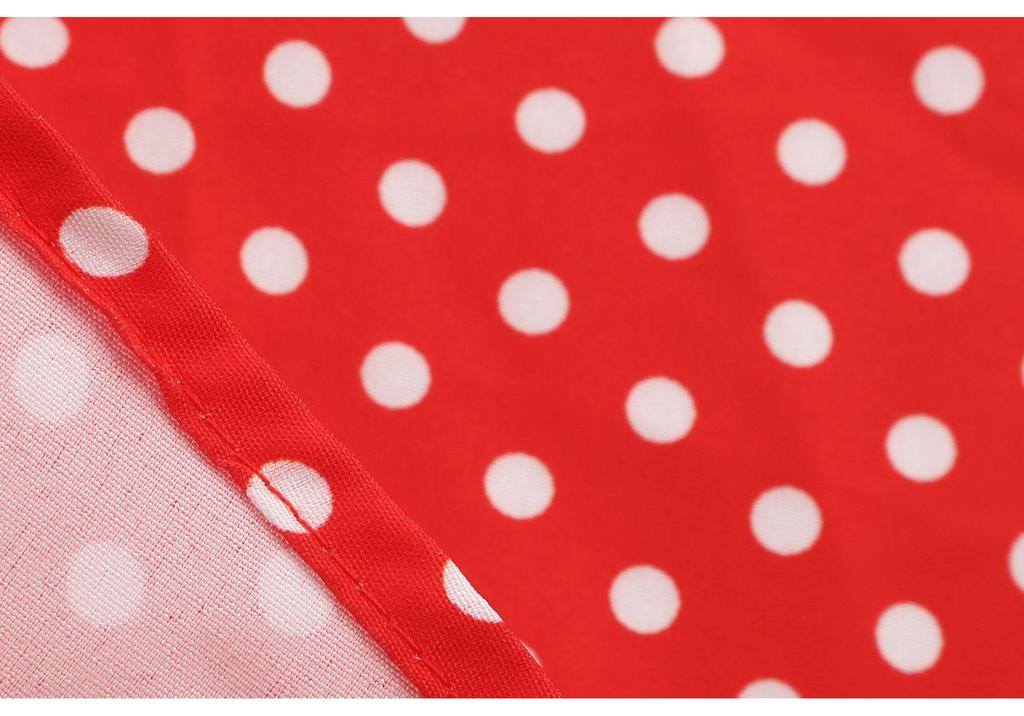 Retro V-neck Short Sleeve Polka Dot Waist-Cinching Dress for Women