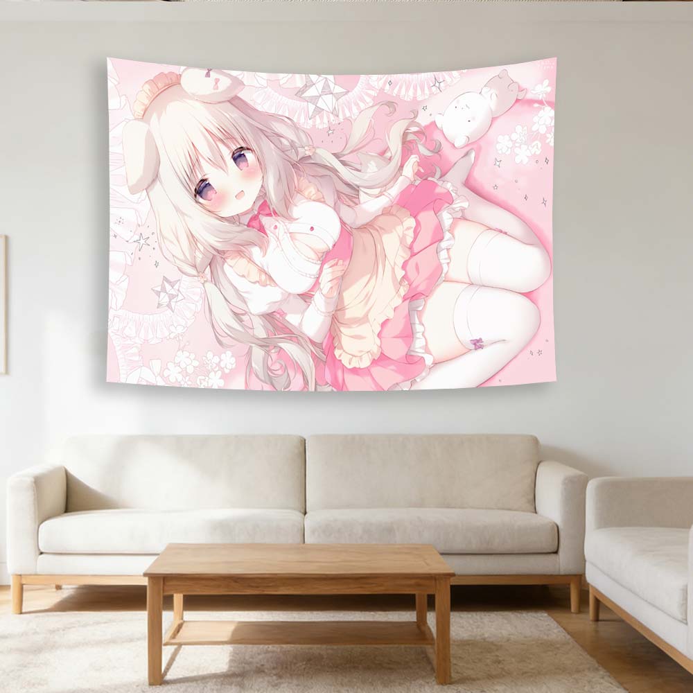 

Cute Pink Galgame Tapestry 2D Anime Wall Hanging for Bedroom Dorm Home Decor 74x94cm(29x37in)