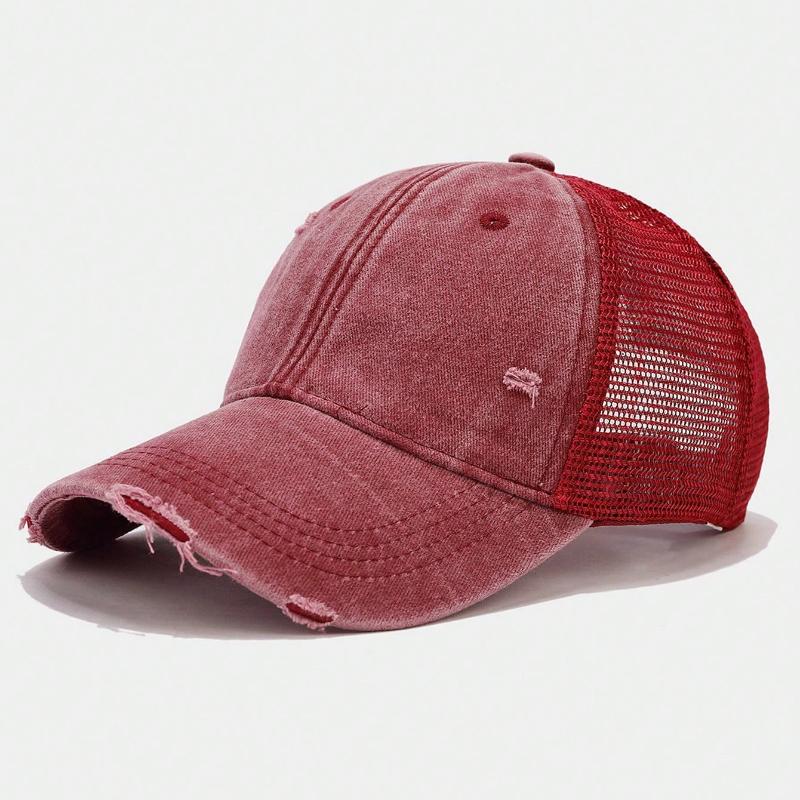 1pc Vintage Distressed Washed Baseball Mesh Cap,Breathable Sun Protection Multipurpose Outdoor Golf Sports Hat for Spring/Autumn