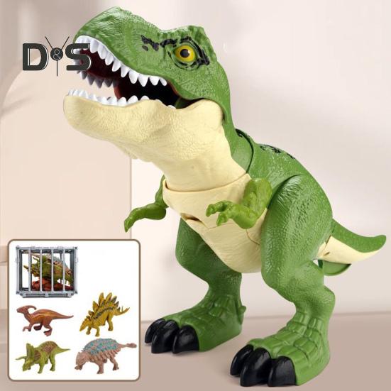 1 Sada Polykajícího Řvoucího Dinosaura Hračka s Klecí Pohyblivá Ústa Mávající Ocas Dětská Akční Figurka Tyrannosaura Rexe Realistický Model Dina Batolata Chlapci