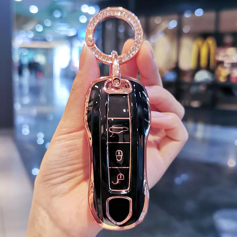 Fashion TPU Car Key Cover Case Shell for Porsche Panamera Carman Macann Bobst Cayenne 911 970 981 991 996 92A Keychain Accessori