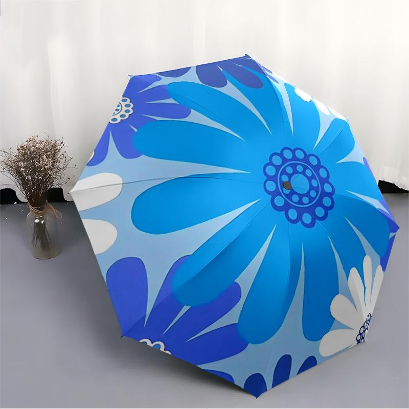 1pc Blue Daisy Automatic Opening/closing Umbrella with Auto Open/Close, Perfect Gift for Friends, Durable Plastic Handle yy250801164