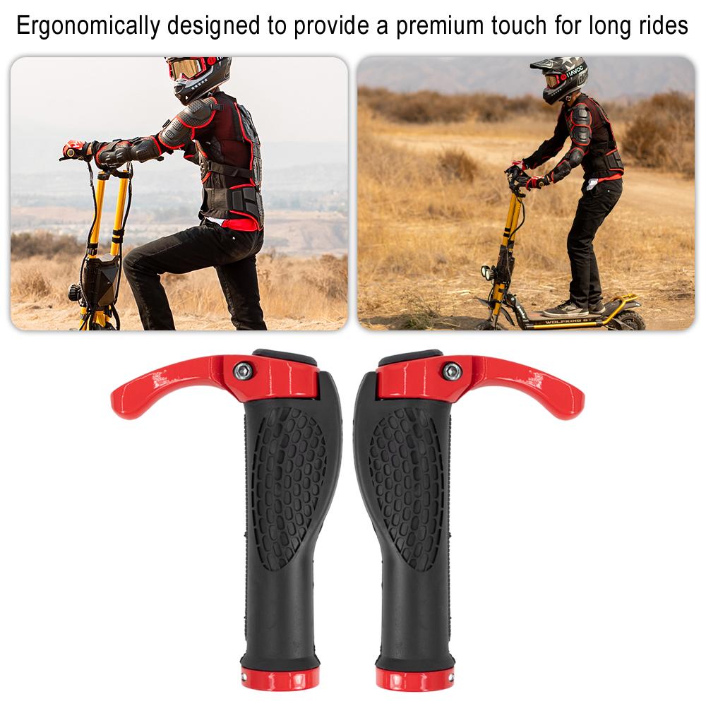 Electric Scooter Rubber Handlebar Grip Ergonomic Anti Skid Lock On Handle Cover Aluminum Alloy for Kaabo Wolf Modifited Parts