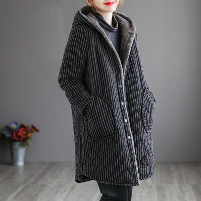 Autumn Women's Casual Plus Velvet Thickened Hooded Warm Jacket