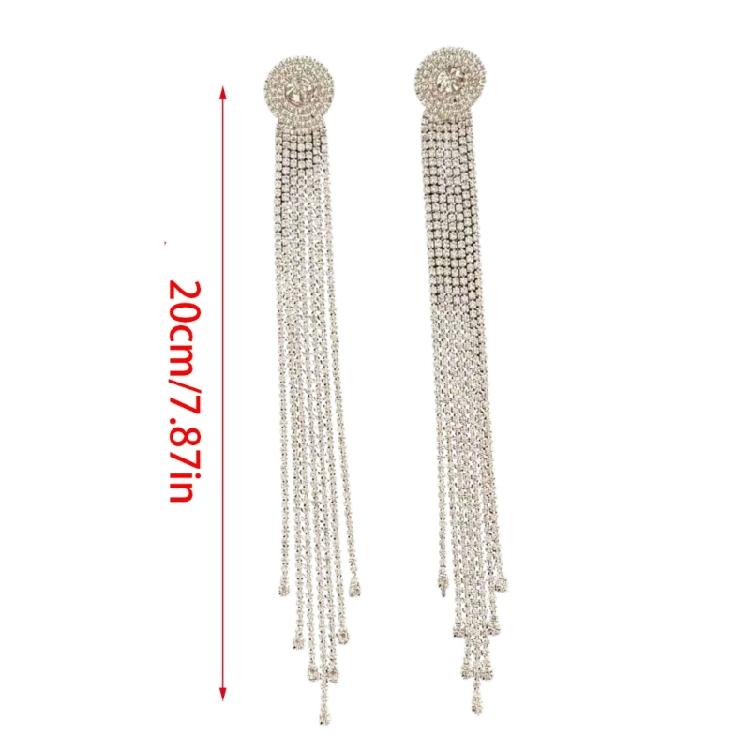 Glittering Rhinestones Long Tassels Drop Earrings in High Quality Alloy Offering Dateless Elegance for Various Occasions