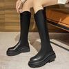 Straight Long Knight Boots Children Thick-soled New Commuter Autumn and Winter Black Tall But Knee-long Boots