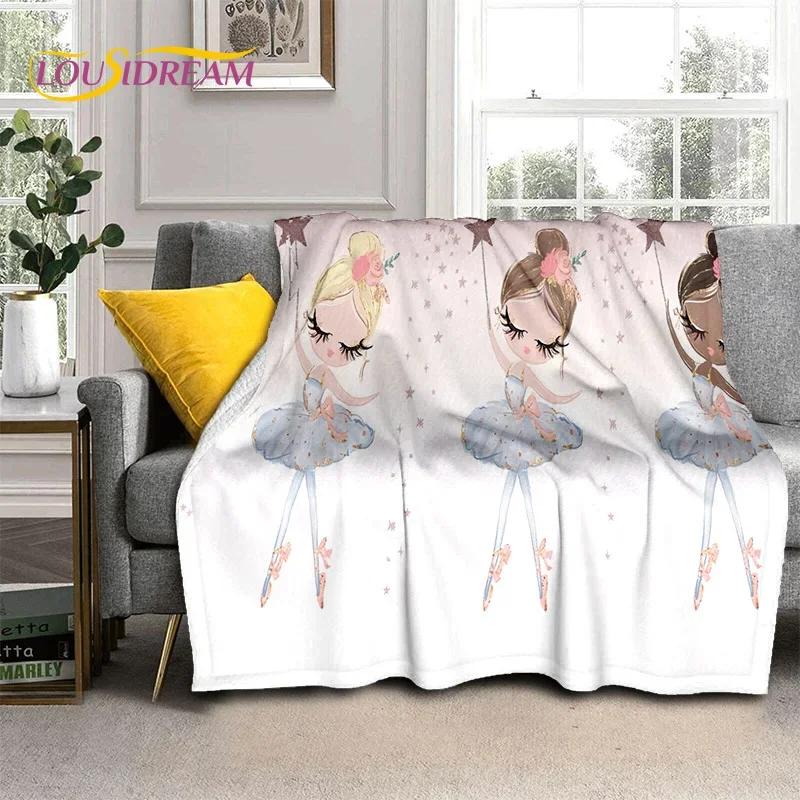 

Cute Ballet Girl Ballerina Fairy Cartoon Soft Flannel Blanket for Bed Bedroom Sofa Picnic,Throw Blanket for Outdoor Leisure Gift 75x90cm