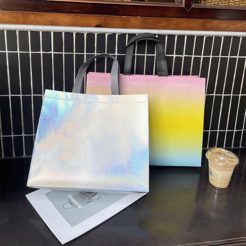 Eco-Friendly Silver Laser Non-Woven Women's Shopping Gift Bags