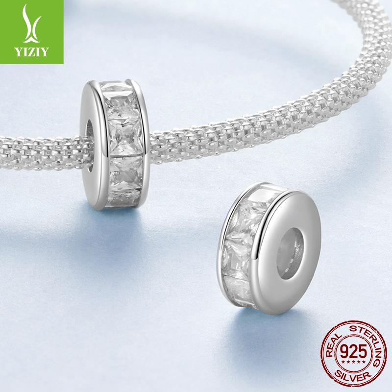 Princess Square Shine Silicone Positioning Bracelet Bead Separator Classic Versatile S925 Sterling Silver Beads