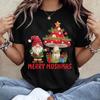 Women's Christmas Graphic 3d Print T-Shirt Short Sleeve Round Neck Casual Top Kids Holiday Party Tee