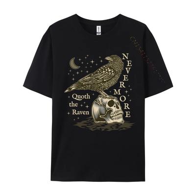 Nigdy więcej Kruk Edgar Allan Poe Dark Academia Literatura Casualowa Koszulka Nowe Letnie/Jesienne Top Topy Bawełna Męskie