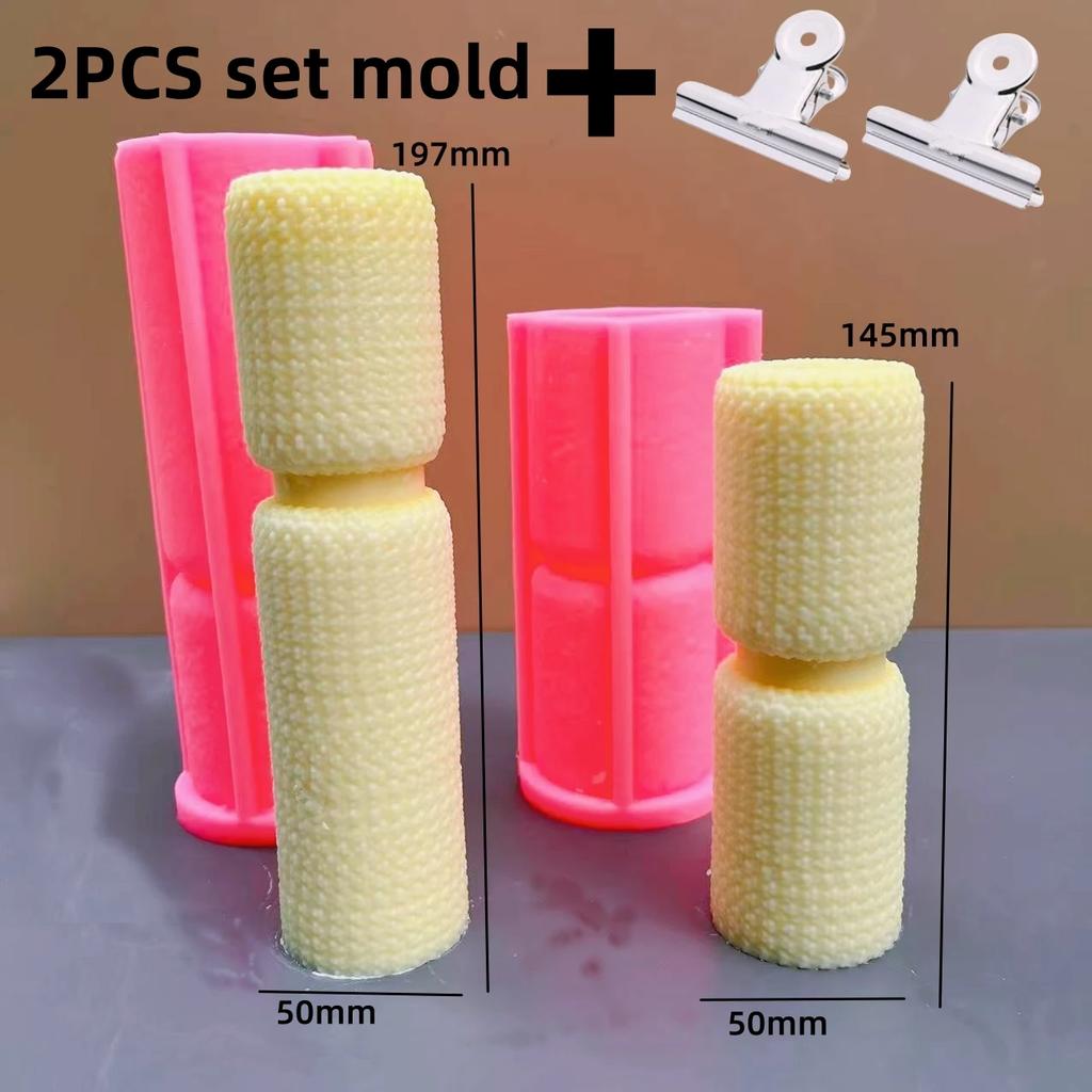 3D DIY Shell candle silicone mold striped cylindrical Roman pillar candle silicone mold home decoration bear silicone mold