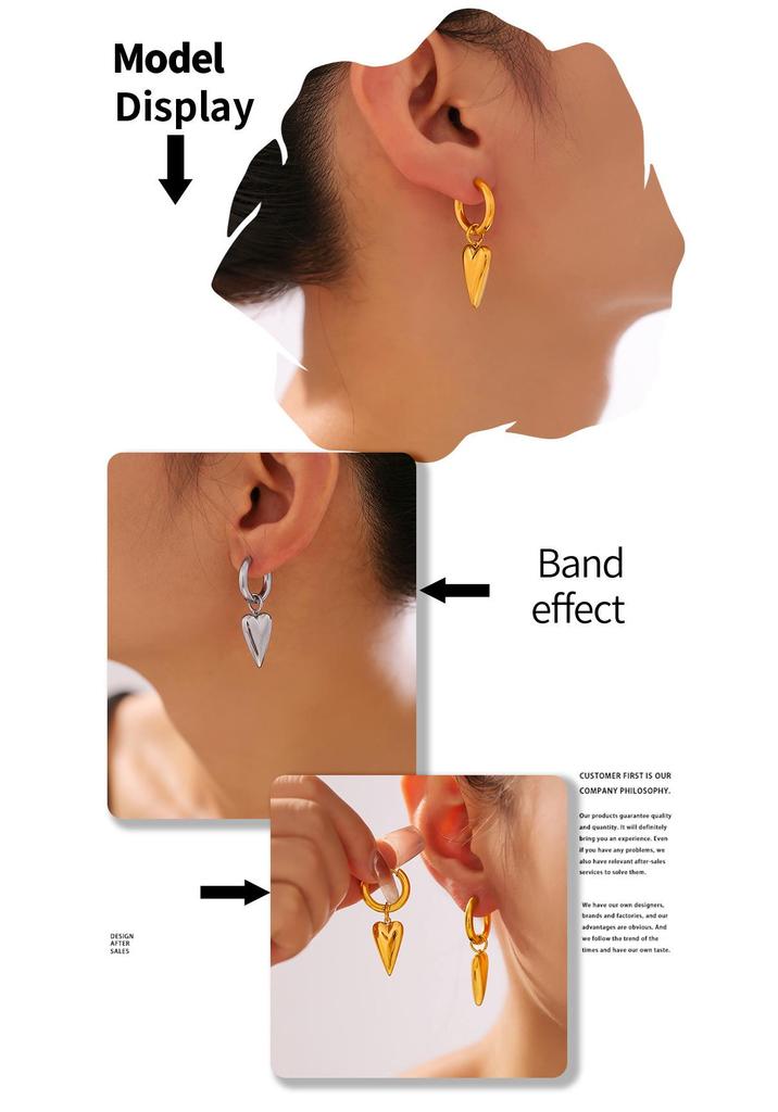 Heart Buckle Earrings: Retro 18k Gold-Plated Titanium Steel Design for Women