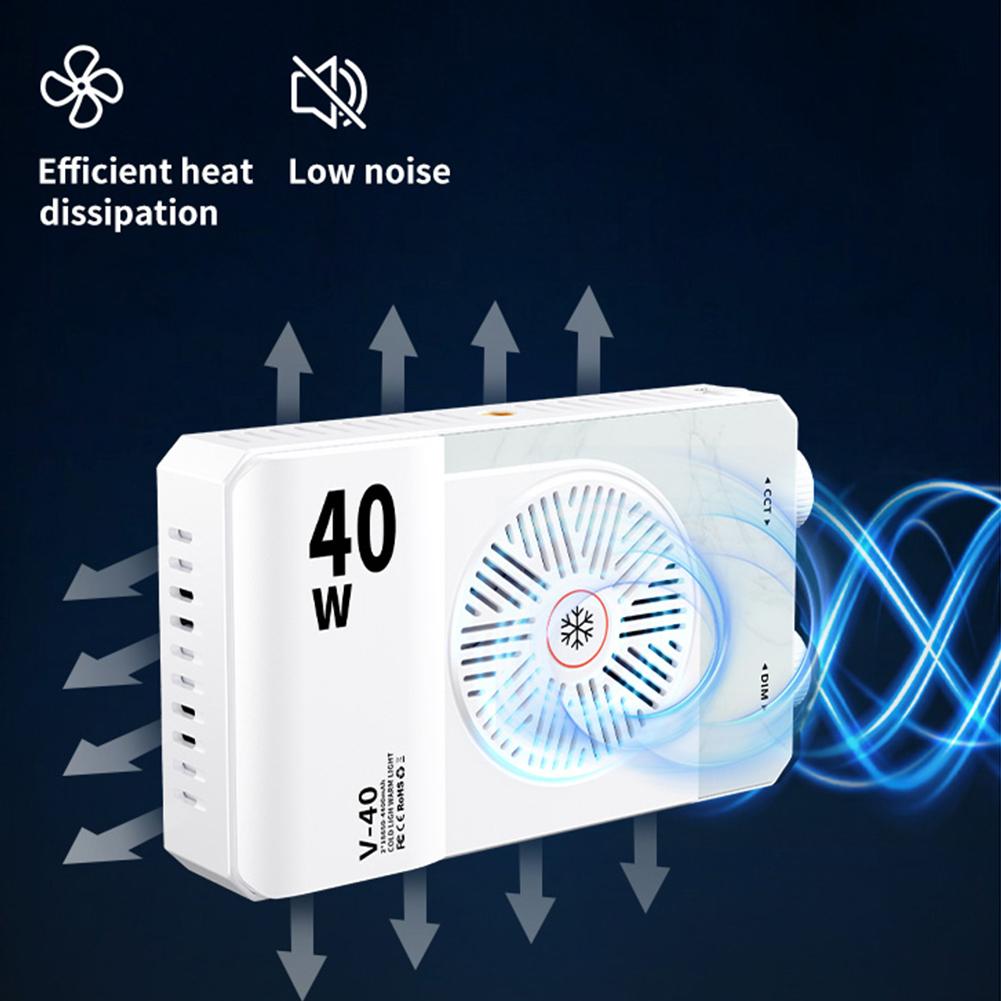 40W LED Camera Light 2800K-9000K Portable Handheld Fill Light 4400mAh Rechargeable Photography Lighting for Photography