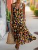 Summer V-neck Sleeveless Diagonal Button-up Vest Skirt Long Women's Vacation Casual Dress