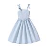 Children's Fashion Bow Halter Dress Spring and Summer Girls' Elegant Blue Princess Dress