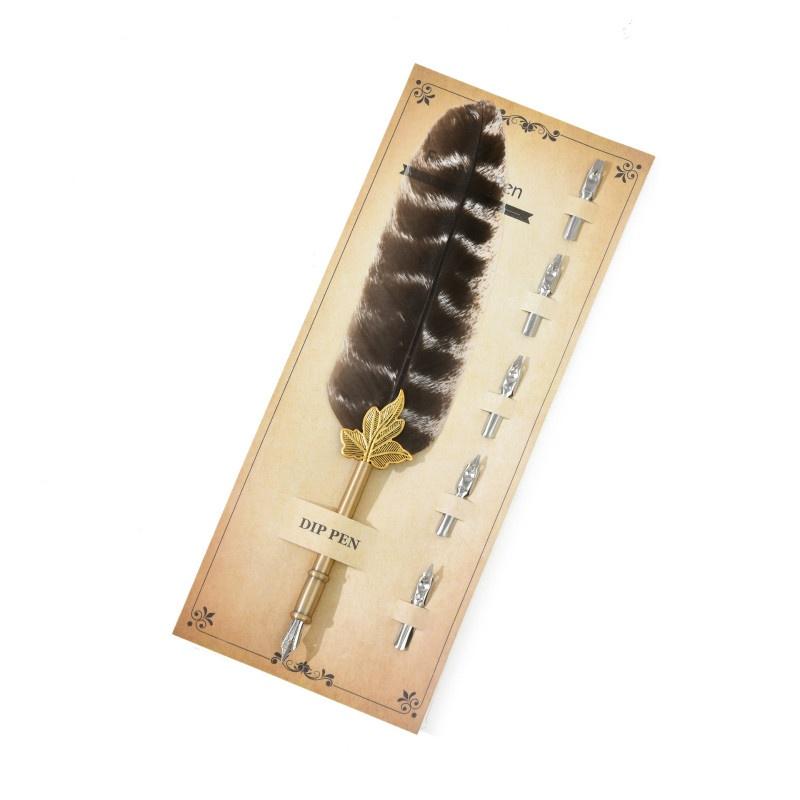 

1 шт. Ручка-кисть на карточке, креативная ручка с перьями для раскрашивания от руки, может заменять наконечник ручки, ручка для обмакивания LS B