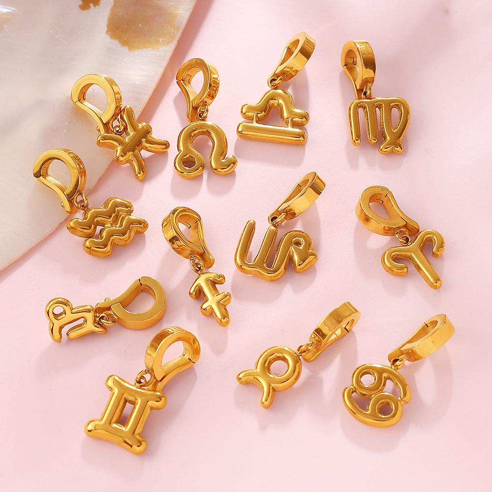 Summer Seaside Vacation Wind Golden Twelve Constellations Bikini Buckle Pendant Gold-plated DIY Accessories