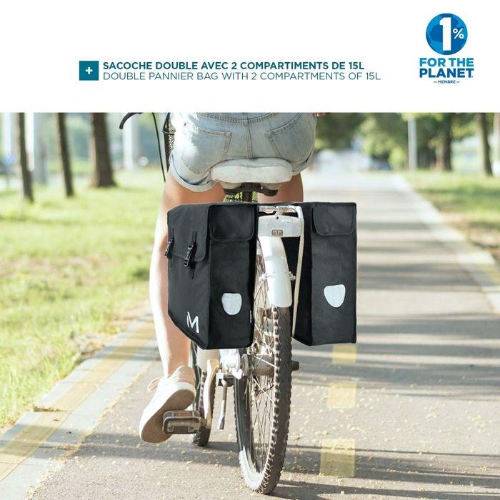 Doppeltasche für Fahrrad MOBILIS - Schwarz - 2 x 15L - Wasserabweisendes Material