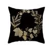 Home Furnishings Black Gold Leaf Print Cushion Cover Office Cushion Cover Waist Pillow Cover