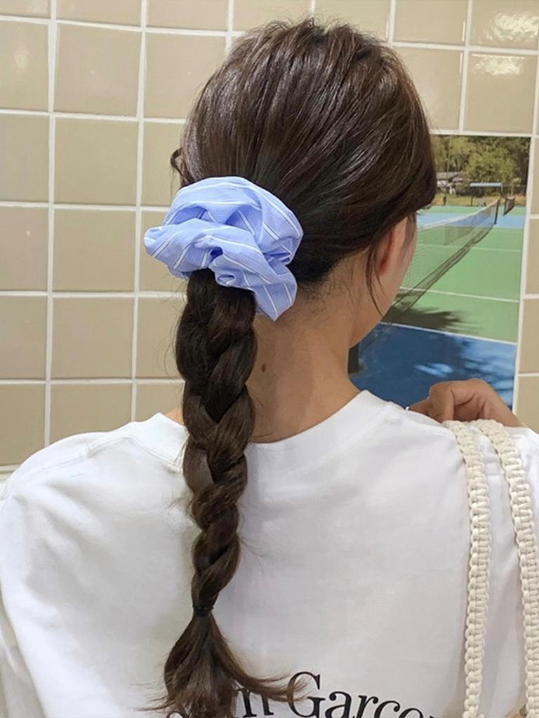 Striped Blue Color Scrunchies Large Size Hair Ties Fresh Sweet Elastic Hair Band Women Hair Accessories