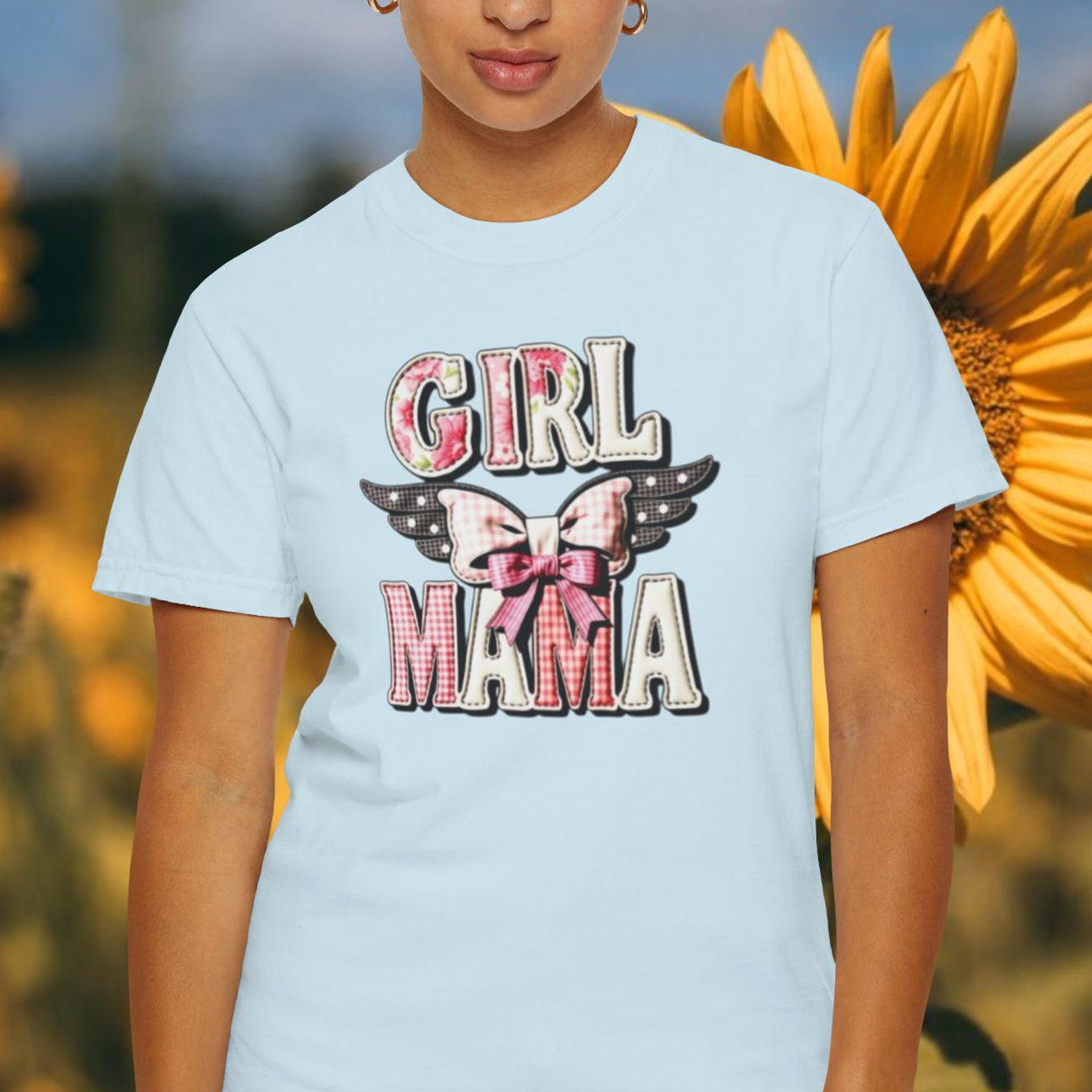 Comfort Colors Girl Mama Shirt, Cute Coquette Bow Mama Tee, Girl Mom GifT shirt, Pink Bow Mom Shirt, Floral Mama Shirt, Mother s Day Gift 4XL