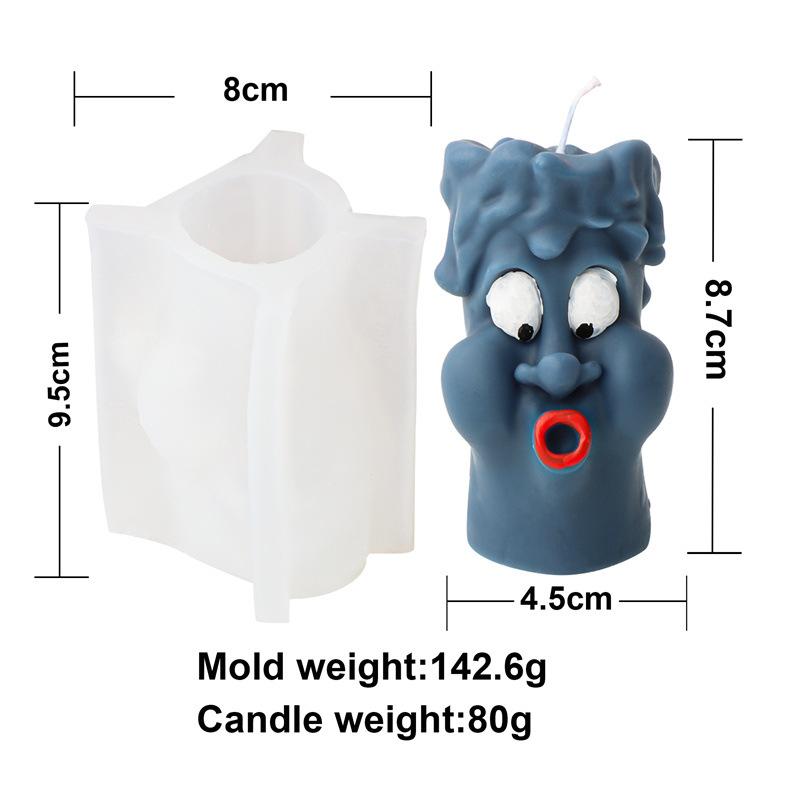 3D Joy Angry Face Pillar Funny Expression Silicone Candle Mold DIY Lively Facial Expression Pillar Wax Mould Home Decor Gifts