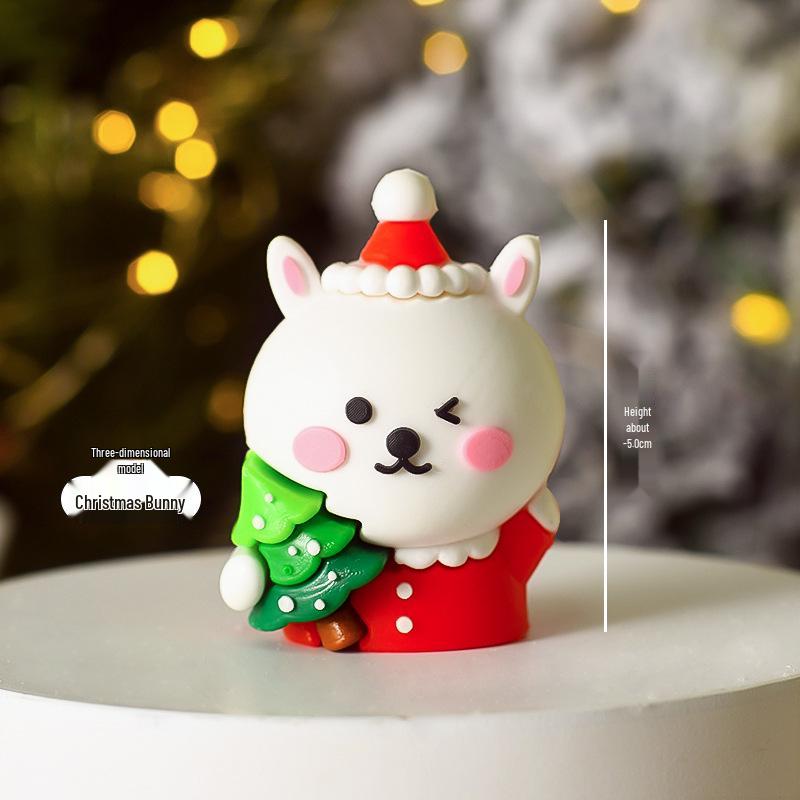 Popular Soft Glue Christmas Cake Ornaments: Santa Claus & Snowman Inserts for Holiday Party Desserts