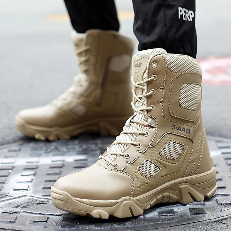 New Men Tactical Boots Winter Combat Ankle Anti-Slip Work Safety Shoes Special Force Army Boots Male Waterproof Motorcycle Shoe
