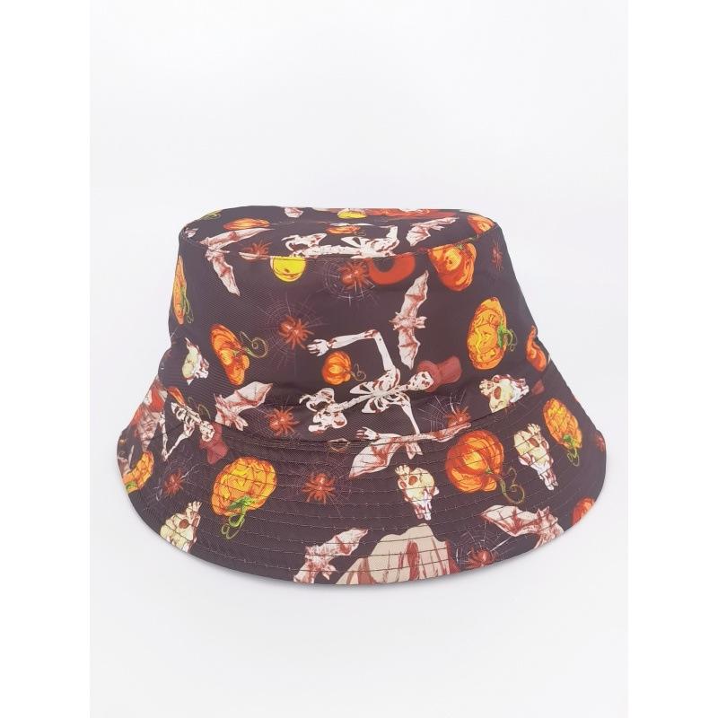 European and American New Halloween Printing Pattern Bucket Hat Graffiti Tie-dye Basin Hat Men and Women Spring and Summer Outdoor Sunscreen