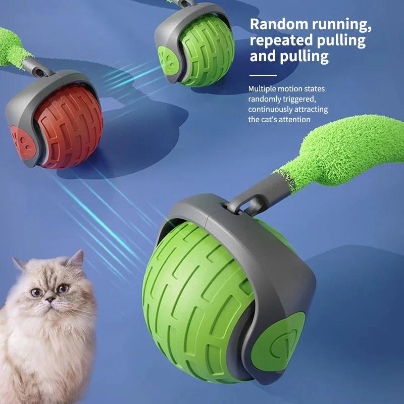 Cat Interactive Ball Rechargeable Smart Pet Electric Toy 3 Mode Automatic Rolling Ball Simulated Tail Dog Cat Training Teaser