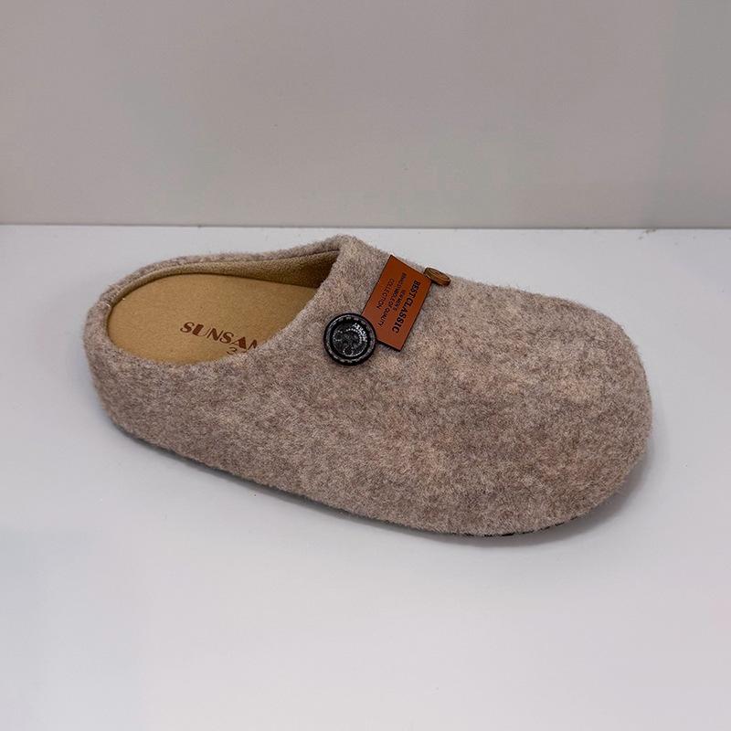 

Thick-bottomed Birkenstock head cotton slippers women s autumn 2025 new fashionable versatile one-pedal outer wear retro slippers 40 хаки