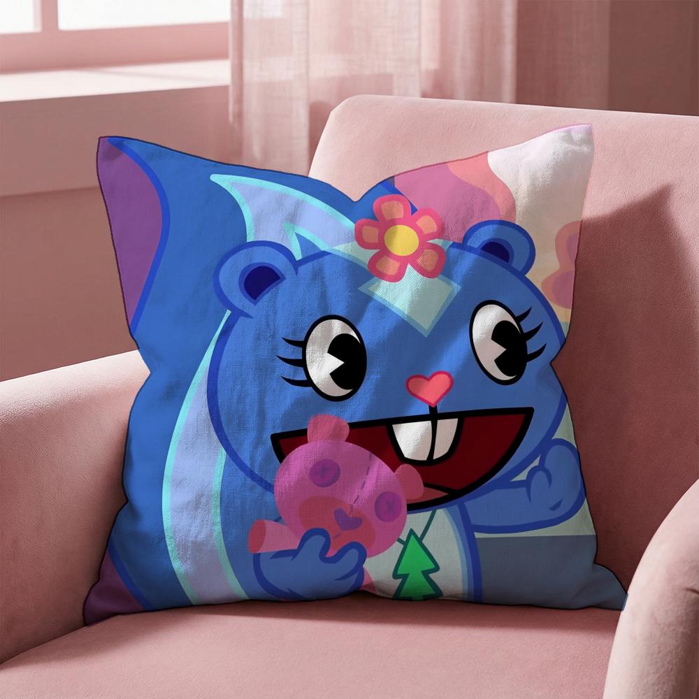 N-Nutty H-Happy Tree F-Friends Cushion Cover Multi-Scene Pillow Cover for Home & Car - Reversible, Soft & Durable for Daily Use