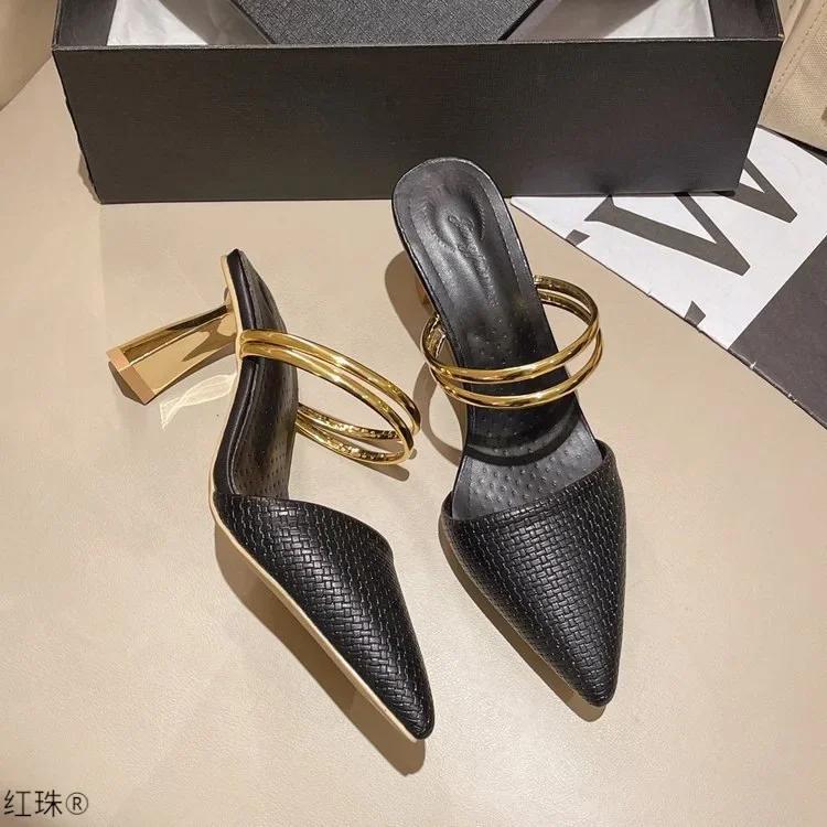 Sandals Women 2026 Summer High Heels Slippers Pu Heeled Sandals Stiletto Ladies Shoes Fashion Female Shoes Pumps
